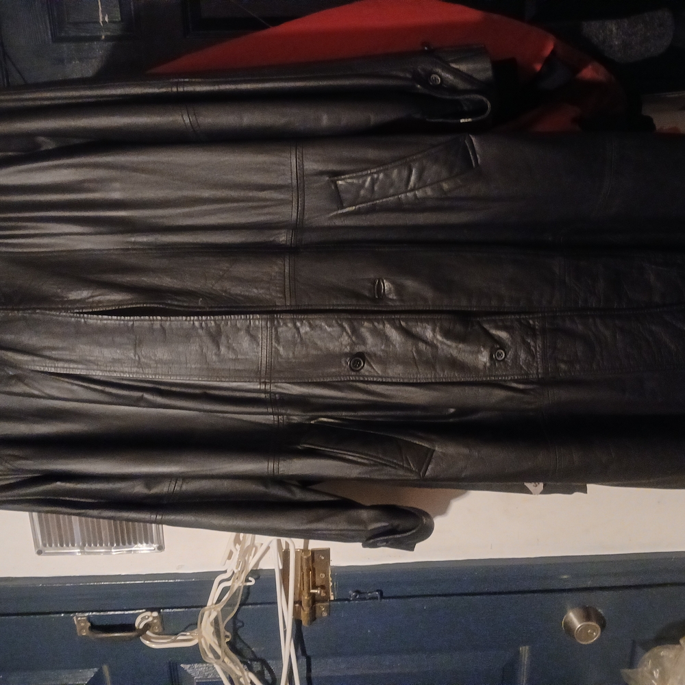 Black Leather Trench Coat